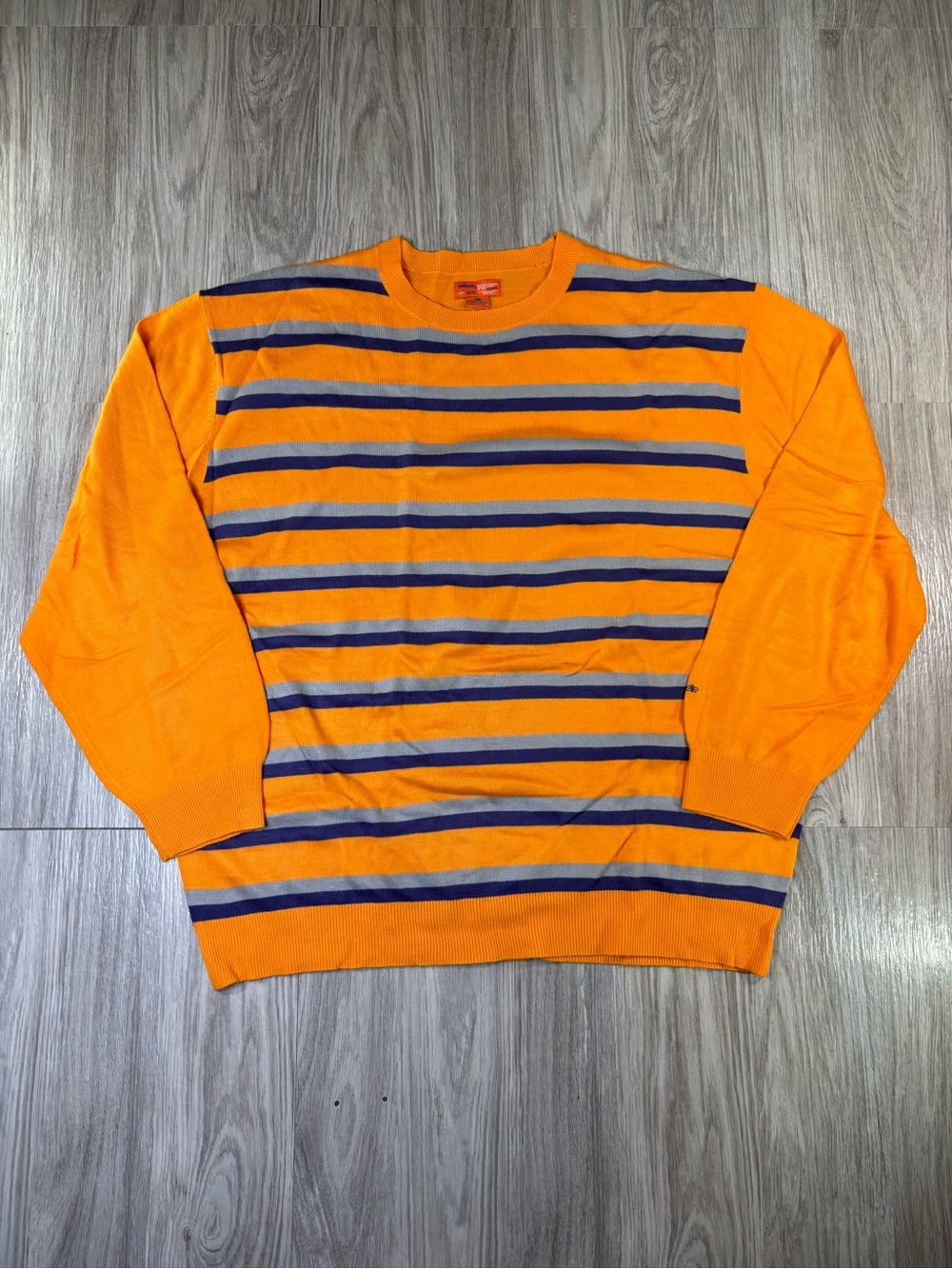 Pelle Pelle Marc Buchanan Vintage Orange Striped Sweater Men Size XXL Hip Hop